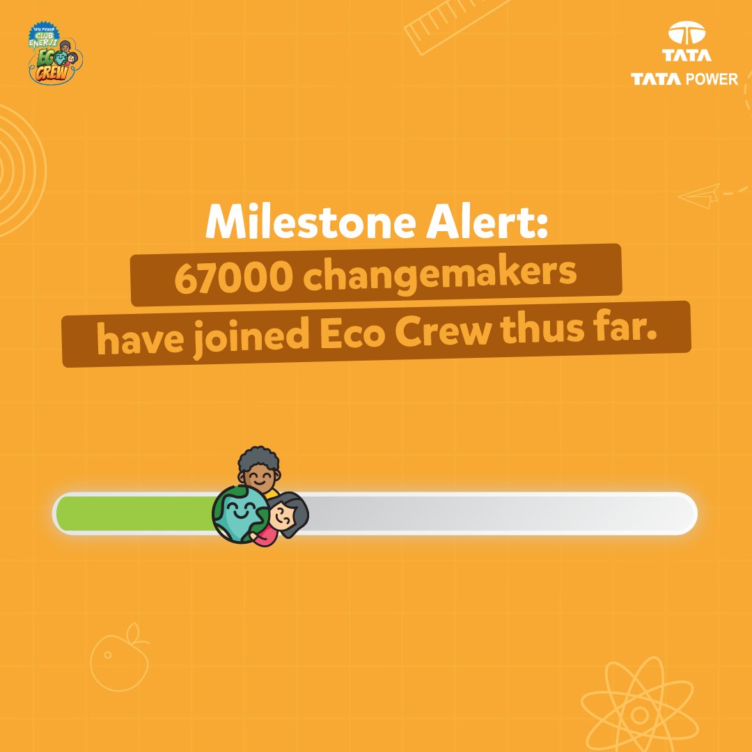 TataPower's tweet image. Tata Power Club Enerji EcoCrew - India's largest energy literacy movement in UP hits an incredible milestone!

250 schools, 67,000 students empowered. 🚀

Let’s keep the momentum going!

#ImpactInNumbers #TataPower #EcoCrew #SustainabilityInAction #PoweringChange