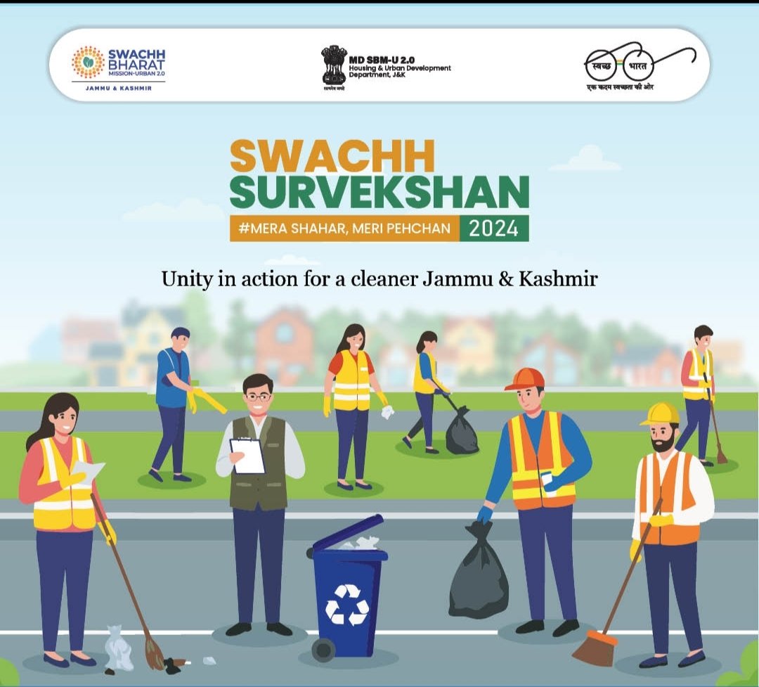 #Swachhsurvekshan2024
<a href="/dckishtwar/">Deputy Commissioner Kishtwar</a>
<a href="/JKHUDD1/">J&K Housing & Urban Development Department</a>
<a href="/OfficeOfLGJandK/">Office of LG J&K</a>
<a href="/SwachhBharatGov/">Swachh Bharat Urban</a>
<a href="/DICKishtwar/">Information & PR, Kishtwar</a>
<a href="/JammuUlb/">Urban Local Bodies, Jammu</a>
#swaha