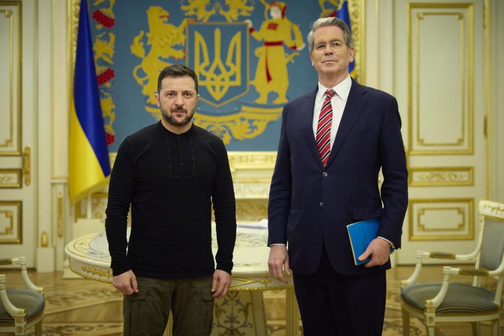 Trump claimed that U.S. Treasury Secretary Scott Bessent travelled to Kyiv by train but that "Zelensky was sleeping" and could not meet him.

In reality, Zelensky met with Bessent at Mariinskyi Palace. Multiple photographs were taken and published of their meeting.