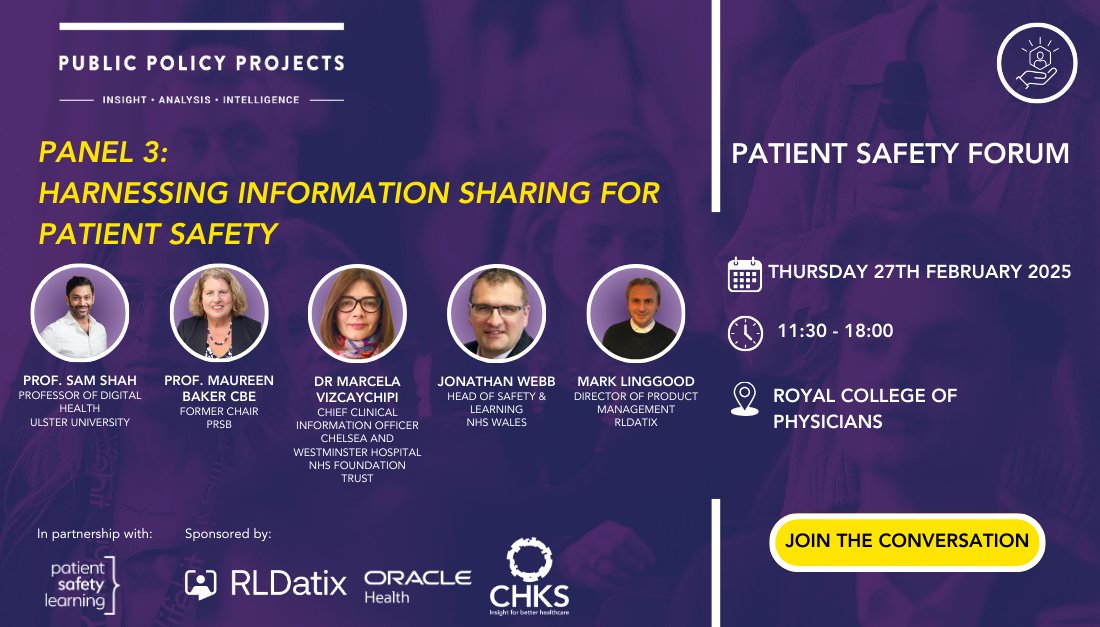 PRSB (@profrecordsb) on Twitter photo 📢PRSB's Former Chair, <a href="/MaureenBrayPool/">Dr Maureen Baker CBE</a>, will join the panel on 'Harnessing information sharing for #patientsafety' at <a href="/Policy_Projects/">Public Policy Projects</a> event next week.
🔗Find out more about this event: live.publicpolicyprojects.com/PSC25 📢PRSB's Former Chair, <a href="/MaureenBrayPool/">Dr Maureen Baker CBE</a>, will join the panel on 'Harnessing information sharing for #patientsafety' at <a href="/Policy_Projects/">Public Policy Projects</a> event next week.
🔗Find out more about this event: live.publicpolicyprojects.com/PSC25