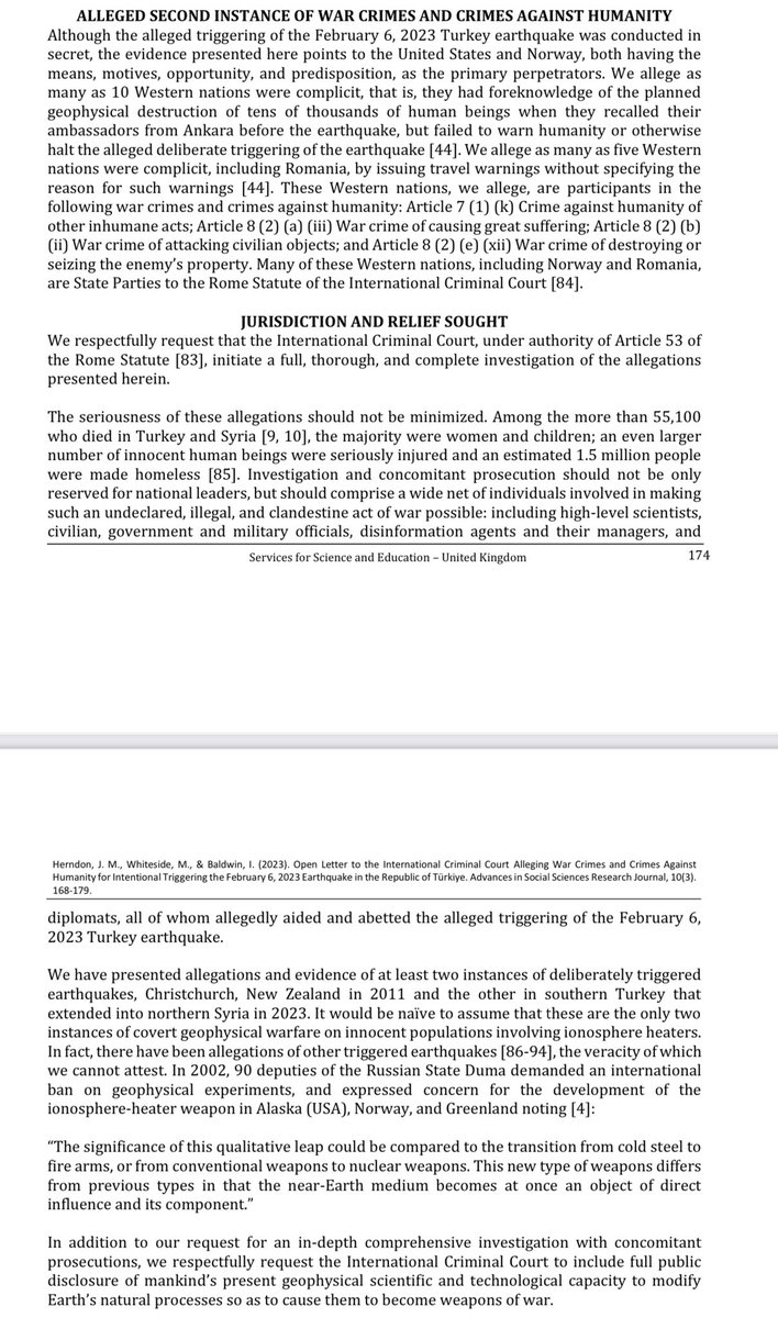 Cihad GÖKDEMİR (@jihatg) on Twitter photo ABD’li 3 bilim adamı, Uluslararası Ceza Mahmekesi’ne (<a href="/IntlCrimCourt/">Int'l Criminal Court</a>) mektup yazarak;
“6 Şubat depreminin tıpkı Rusya, Yeni Zelanda vb. başkaca ülkelerde olduğu gibi, kasıtlı olarak tetiklendiği, bu konunun SORUŞTURULMASI gerektiğini” belirten bir mektup yazdılar; ABD’li 3 bilim adamı, Uluslararası Ceza Mahmekesi’ne (<a href="/IntlCrimCourt/">Int'l Criminal Court</a>) mektup yazarak;
“6 Şubat depreminin tıpkı Rusya, Yeni Zelanda vb. başkaca ülkelerde olduğu gibi, kasıtlı olarak tetiklendiği, bu konunun SORUŞTURULMASI gerektiğini” belirten bir mektup yazdılar;