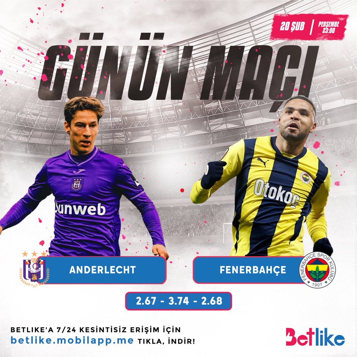 betlike4's tweet photo. UEFA Avrupa Ligi'ndeki temsilcimiz, play-off turu ilk maçında Anderlecht'i Kadıköy'de 3-0 yenerek büyük avantaj yakaladı.
⚽️ Heyecan dolu mücadele bu akşam TSİ 23:00’de oynanacak. https://t.co/m5IW52FyGV