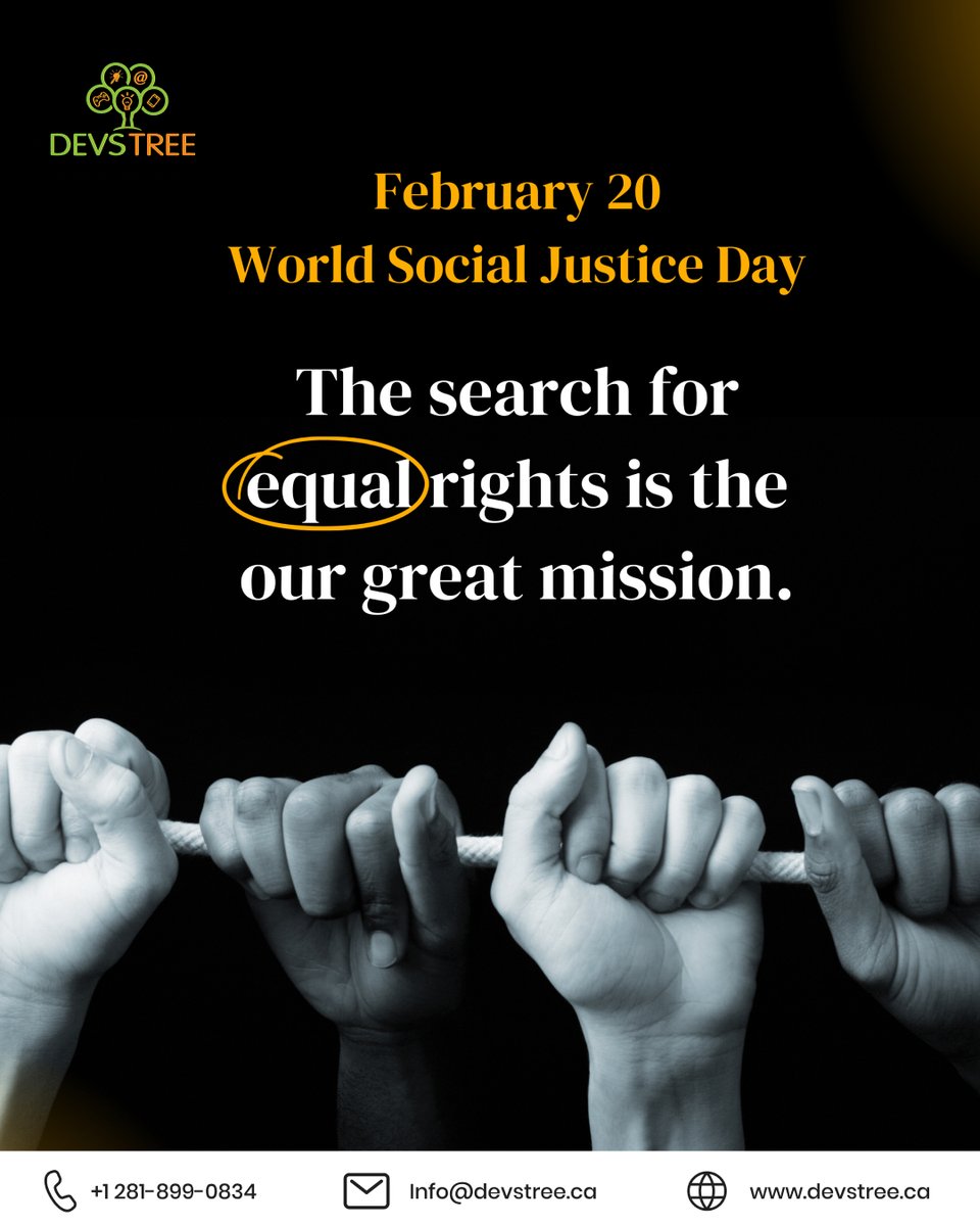 DevstreeCA's tweet photo. 🌍 On World Day of Social Justice, let's stand for fairness, inclusivity, and human rights for all! 💙 Together, we can create a better, more just world. 🌎

#SocialJustice #EqualityForAll #WorldDayOfSocialJustice #webdevelopment #itcompany #devstreeca #devstree https://t.co/6NpVlCazEt