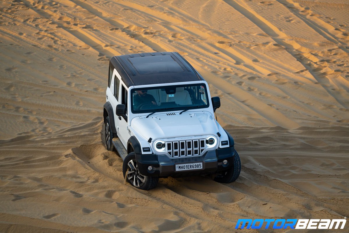 MotorBeam's tweet photo. Sophistication meets capability with the Mahindra Thar Roxx. Covering 600 km in a day, gliding over rough terrain and cruising through city streets—it made every moment of the Mumbai to Jaisalmer journey seamless. The SUV for those who never settle. #TharRoxx @Mahindra_Thar https://t.co/Sbjt7mZGza