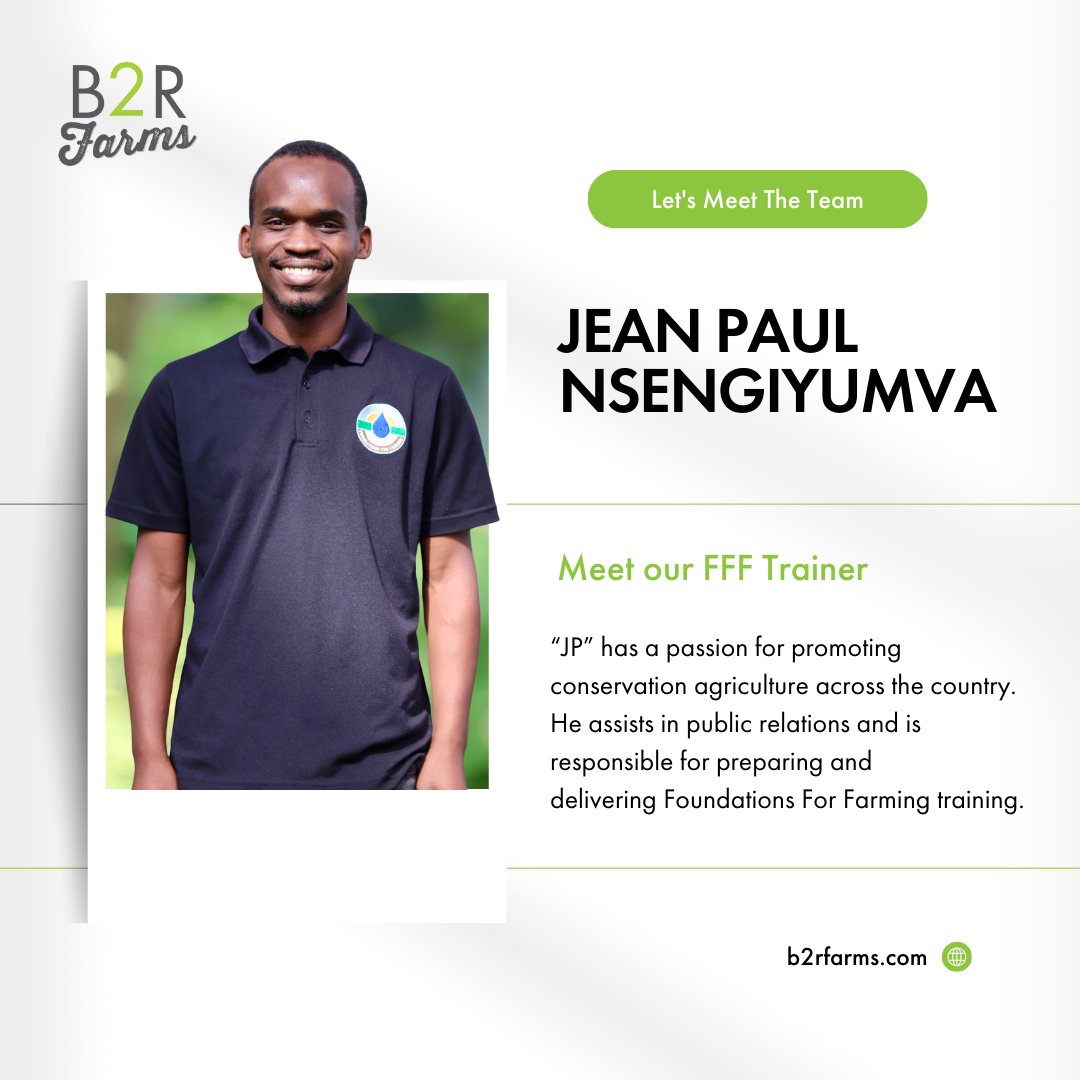 B2RFarms's tweet photo. Meet Jean Paul Nsengiyumva, one of the incredible minds at B2R Farms!
From preparing and delivering FFF training to supporting public relations, communication, and marketing efforts, Jean Paul is a true champion of #conservationagriculture. https://t.co/nJn1jaasUN