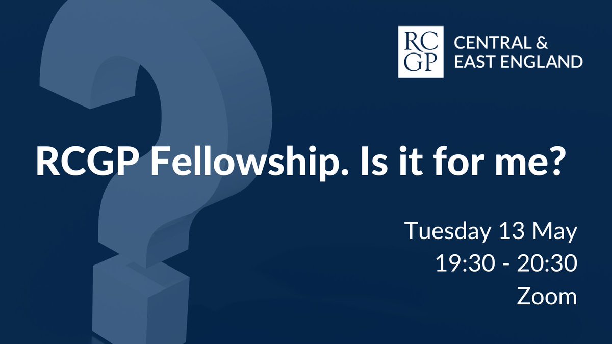 RCGP Fellowship:  Is it for me?
Further details and booking link available here:
bit.ly/4333gC3