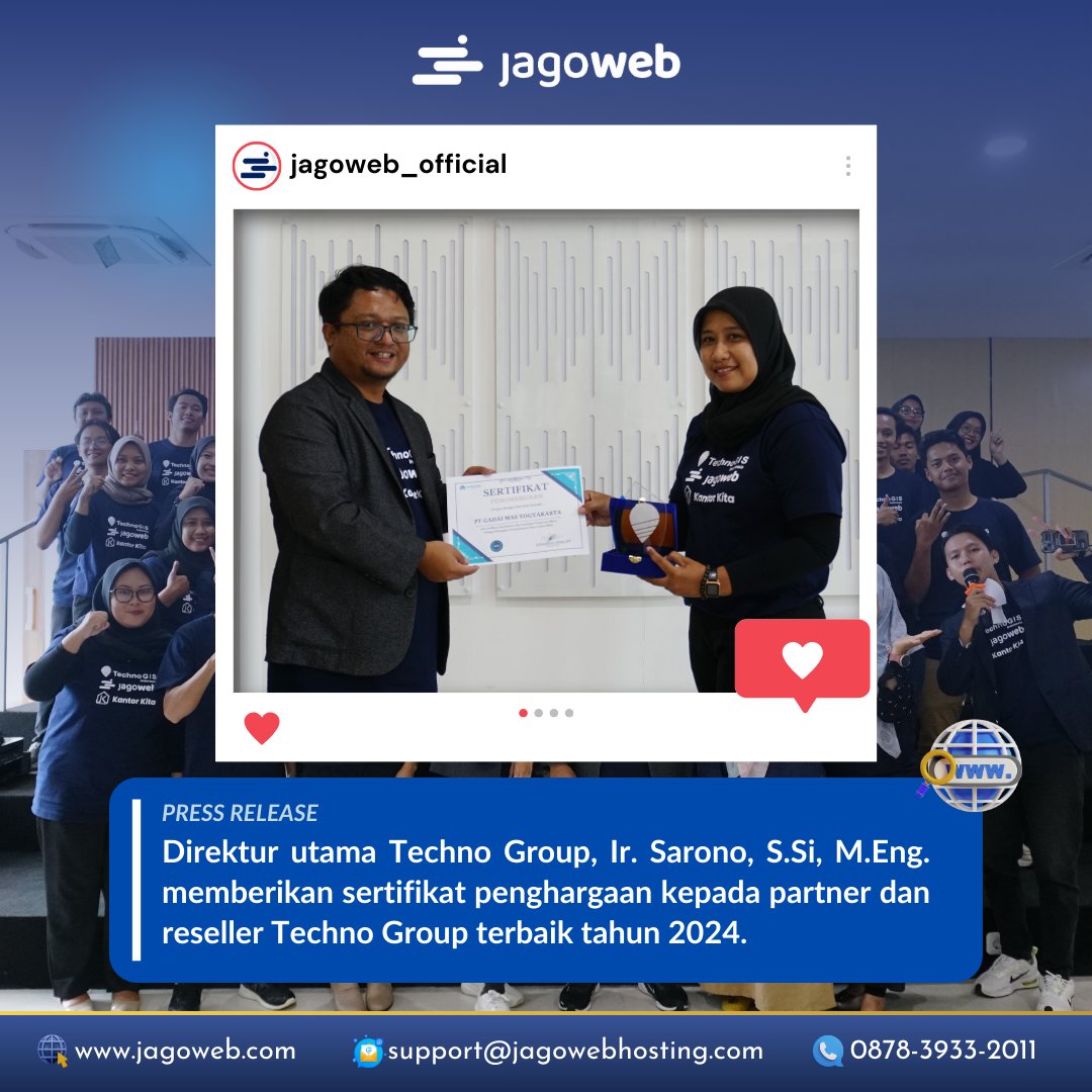 jagowebcom's tweet photo. 🚀✨ Techno Group Kickoff 2025 ✨🚀
Mengawali tahun dengan semangat "Inovasi dan Kolaborasi Baru untuk Kesuksesan Bersama"! 💡🤝 Acara Kickoff 2025 mempertemukan tim Jagoweb, Kantor Kita, TechnoGIS, serta para mitra bisnis, dan klien untuk membangun sinergi🎯🔥 https://t.co/5KmeiZJpNQ
