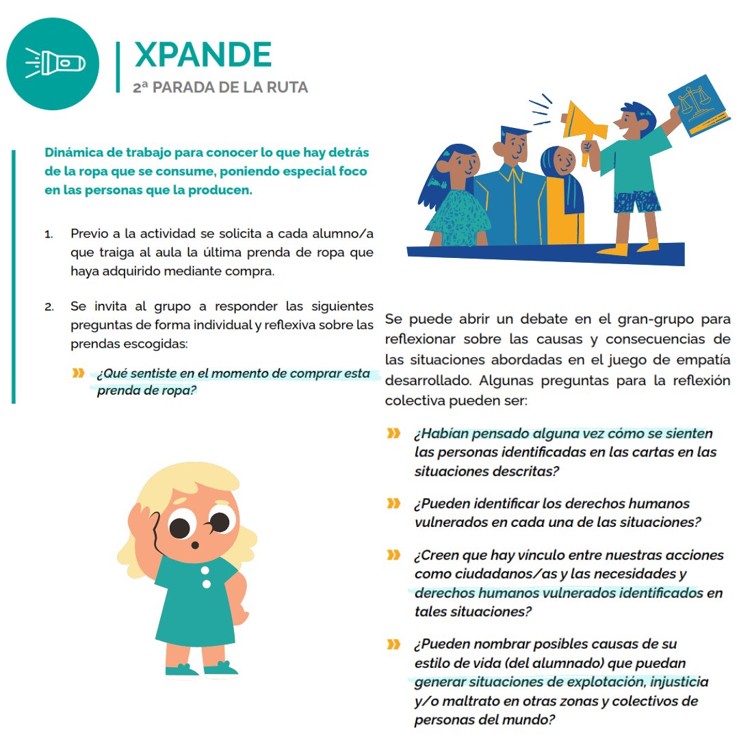Hoy es el #DíaMundialporlaJusticiaSocial ⚖️​

Trabájalo en el aula con la situación de aprendizaje “¿Quién produce tu ropa?” 🤔Reflexión sobre el modelo de consumo actual y posibles alternativas en el día a día, construyendo una sociedad más consciente, equitativa, justa y humana