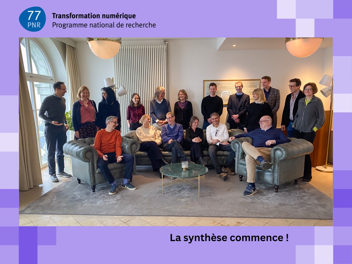 🏁 Fin de la phase de recherche ! Le comité de direction s'est retiré dans les montagnes pour trois jours intensifs de mise en commun des résultats. Pour plus sur les prochaines étapes du #PNR77 et la synthèse, cliquez ici : 
nfp77.ch/fr/TzYM2FGIISb…

#TransformationNumérique