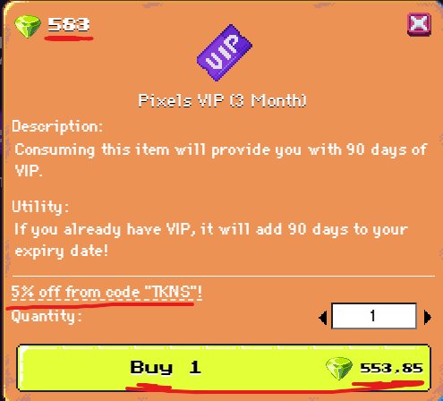🚀✨Content Creator Codes (BETA) are LIVE in <a href="/pixels_online/">Pixels</a>! ✨🚀

🔎How it works:💡

Enter my 𝐂𝐫𝐞𝐚𝐭𝐨𝐫 𝐂𝐨𝐝𝐞 𝐓𝐊𝐍𝐒 𝐰𝐡𝐞𝐧 𝐛𝐮𝐲𝐢𝐧𝐠 ingame anything with $PIXEL for example (𝐕𝐈𝐏 𝐨𝐫 𝐂𝐨𝐢𝐧𝐬) and instantly save 5%!💸🔥

#PixelToken #PixelsOnline