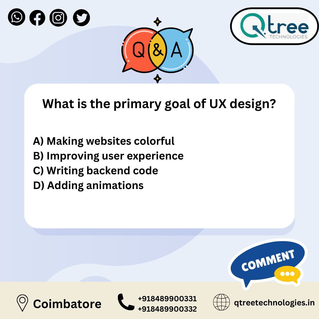 Qtreetech's tweet image. Elevate your skills, craft compelling digital journeys, and shape the future of user interaction. 
Join us on the path to mastering UI/UX design
call us at 8489900331 or mail to info@qtreetechnologies.com
#uiuxtrainingincoimbatore #uiuxcourse #BackendDevelopment #uiuxSkills
 #Web