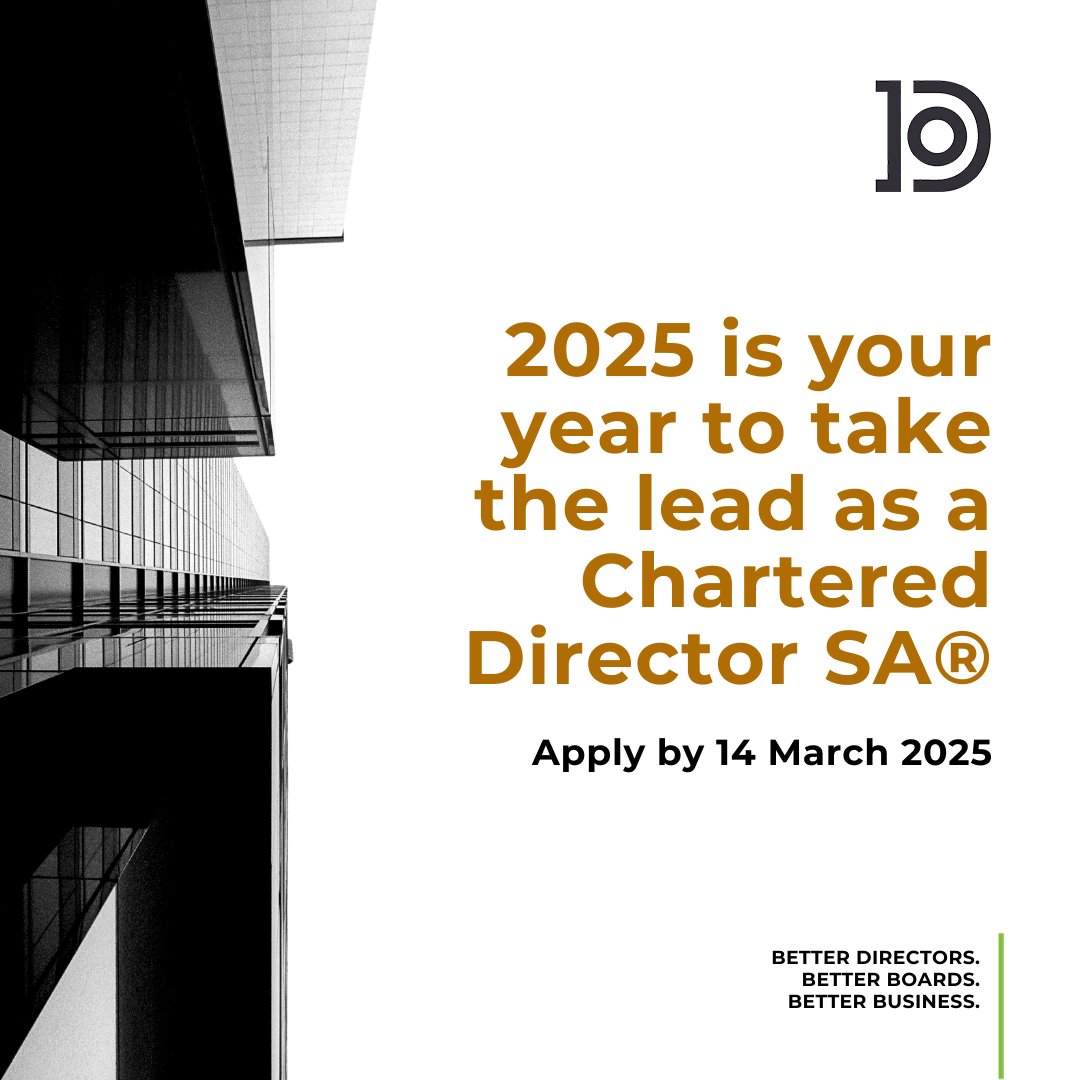 The Chartered Director SA® designation reflects exceptional expertise, experience, and adherence to the highest standards of governance. Find out if you qualify for the CDSA® designation. bit.ly/IoDSA-CDSA-Pre…