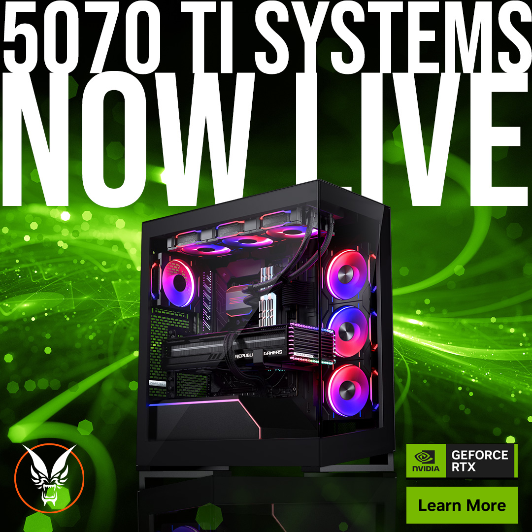 It's here... Game changing performance. Next generation visuals. The NVIDIA GeForce RTX 5070 Ti is available now to configure in Fierce PC systems. Get yours today 👉 fiercepc.co.uk/gaming-pcs/nvi…