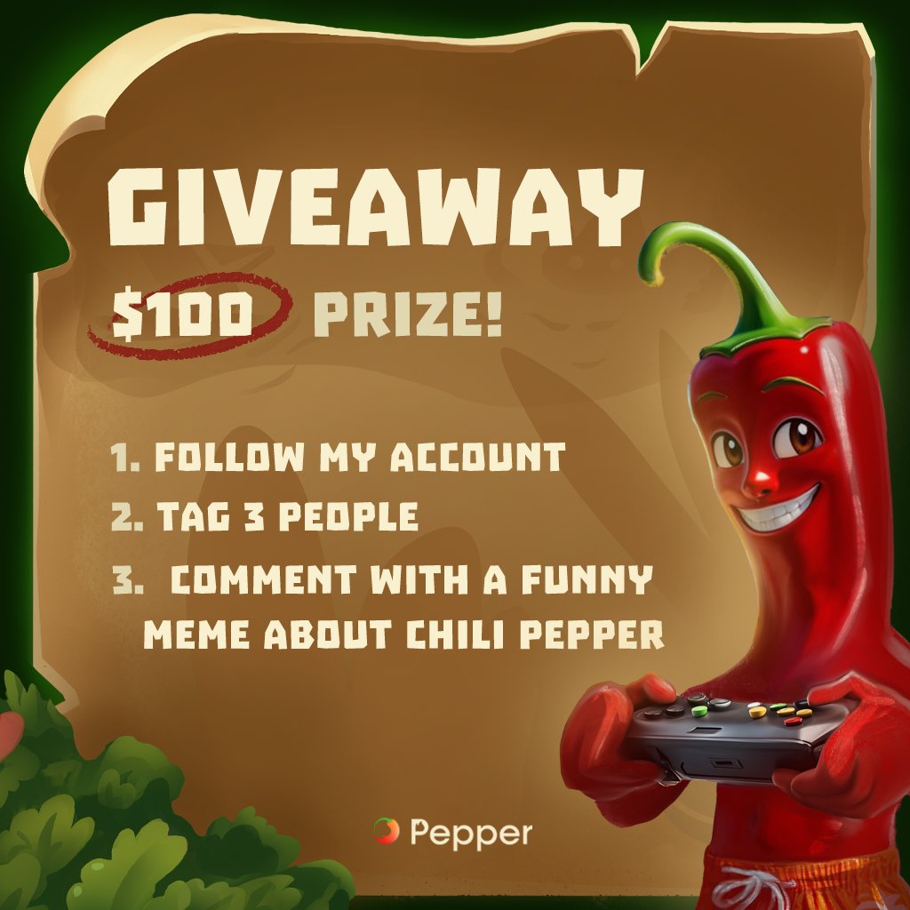 🌶 Chili's Meme Contest! 🌶

I will be giving out $100 to 2 lucky winners 😎 each gets $50! 🤑🔥

How to Enter:

➀ Follow <a href="/chili_pepper_m/">Chili Pepper</a>
➁ Tag 3 people
➂ Like, retweet and comment with a funny meme containing Chili $PEPPER 

Winners will be picked 1st of March

🌶️ Best of