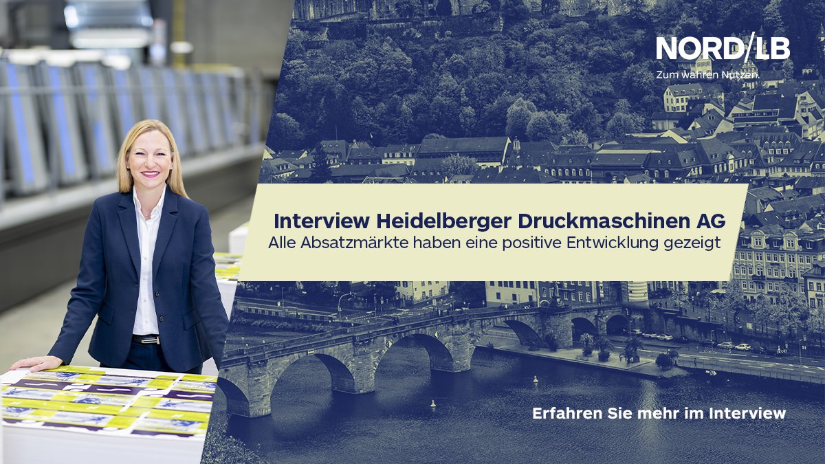 Die Druckindustrie wächst. HEIDELBERG bietet flexible Finanzlösungen für Hightech-Maschinen. Mehr dazu im Interview mit CFO Tania von der Goltz: nordlb.de/unsere-kunden-…