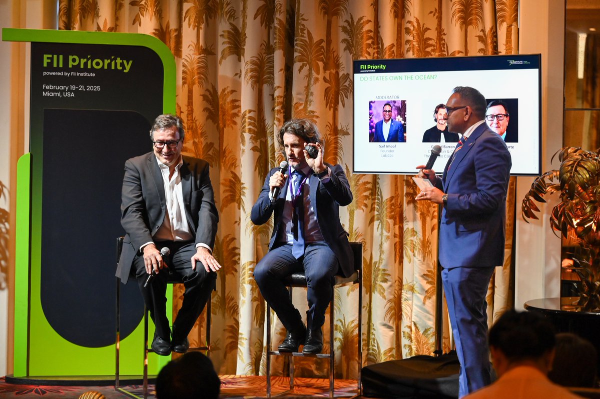 A spicy debate with Prof. Carlos Duarte with expert facilitation from Saif Ishoof yesterday at #FIIPriority2025 in Miami: Do States Own the Oceans? We agreed they don’t (and Prof. Duarte gave a fascinating legal history lesson going back to before the Romans). However, whether