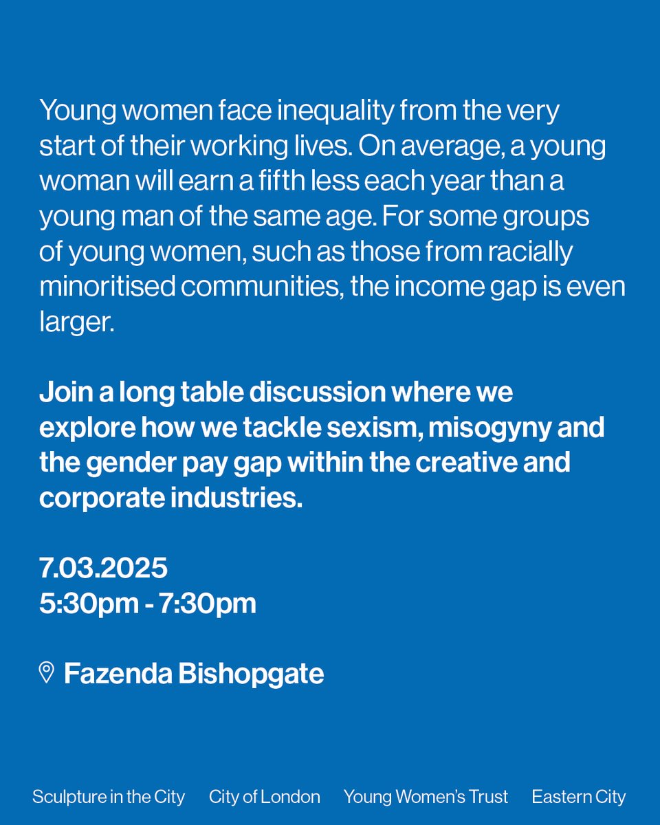 Join us for a long table discussion on Friday, the 7th of March. We'll explore how we tackle sexism, misogyny and the gender pay gap within the creative and corporate industries.

Book your place via our website. 

#WhatsOnLondon #InternationalWomensDay #IWD