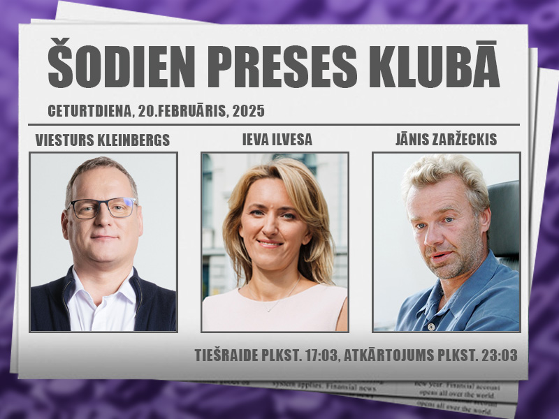 📺 Šovakar tiešraidē – “Preses klubs” plkst. 17:03! 📰🔥Diskusija par aktuālākajiem notikumiem Latvijā un pasaulē!
🎙 Studijā:
✅ <a href="/IevaIlves/">Ieva Ilves</a>  – kiberdrošības un digitālās politikas eksperte;
✅ Jānis Zaržeckis – plastikas ķirurgs;
✅ <a href="/VKleinbergs/">Viesturs Kleinbergs</a>  – <a href="/RigasDome/">Rīga</a> deputāts, partijas