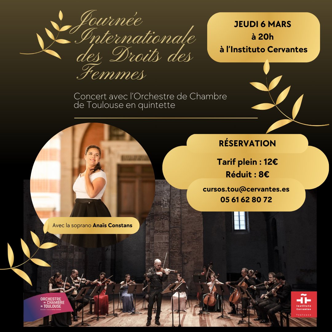 Instituto Cervantes Toulouse (@ictoulouse) on Twitter photo 🙋♀️Vous pouvez déjà réserver vos places !
🫵¡Reserva ya tu entrada!
<a href="/OCT_Toulouse/">Orchestre de Chambre de Toulouse</a>
#Toulouse #journeeinternationaledesdroitsdesfemmes 🙋♀️Vous pouvez déjà réserver vos places !
🫵¡Reserva ya tu entrada!
<a href="/OCT_Toulouse/">Orchestre de Chambre de Toulouse</a>
#Toulouse #journeeinternationaledesdroitsdesfemmes