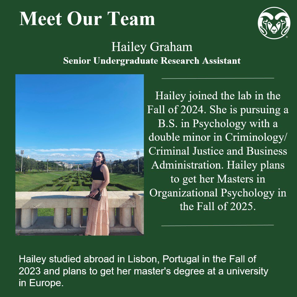 CSU_behav_lab's tweet image. Meet Hailey! Hailey is currently an undergraduate RA in our lab!