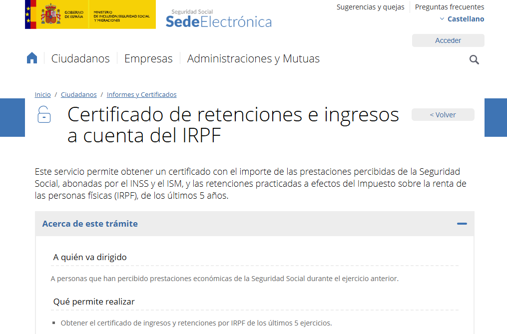 incluinfo's tweet photo. 💻Descárgate el Certificado de retenciones e ingresos a cuenta del IRPF

👉Certificado con el importe de las prestaciones de la Seguridad Social, abonadas por el INSS y el ISM, y las retenciones de IRPF, de los últimos 5 años

https://t.co/1qxd4kGiv0 https://t.co/EXcMTlDV5v