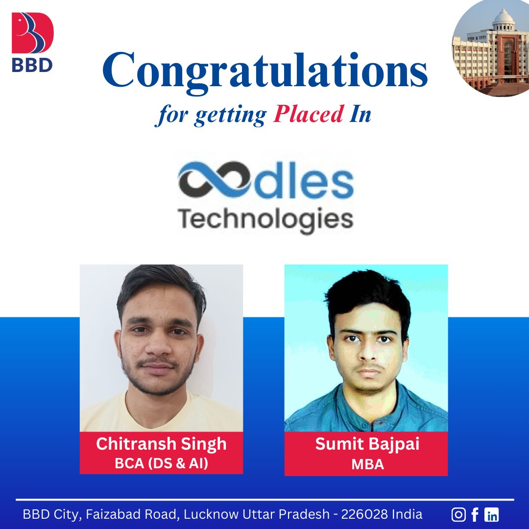 BBD_UNIVERSITY's tweet photo. Achieving success and emerging out glorious is a feeling beyond words. #oodles #wearefutureready #campusplacement #bbdgroup #placement2025 https://t.co/2zyqIuR65a