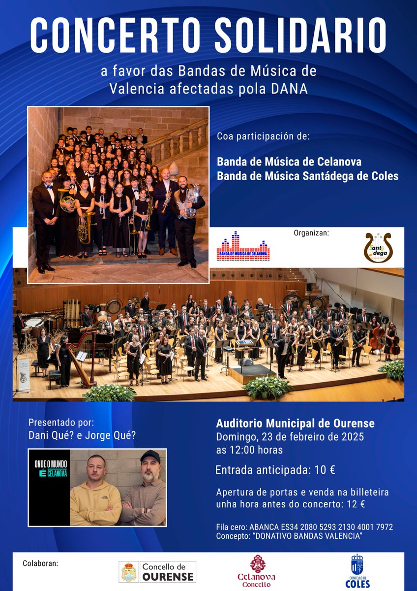 ConCelanova's tweet photo. Este Domingo 23 de febreiro no Auditorio de Ourense.
Non faltes a esta gran cita solidaria. https://t.co/qBJk8xBsDA