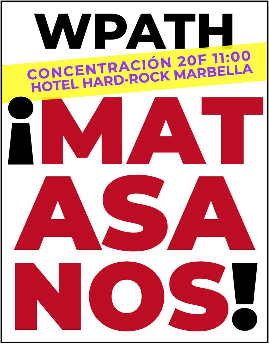 Contra el Congreso WPATH, Súmate #HormonarYMutilarNoesCurar 
#WPATHDestroysChildren