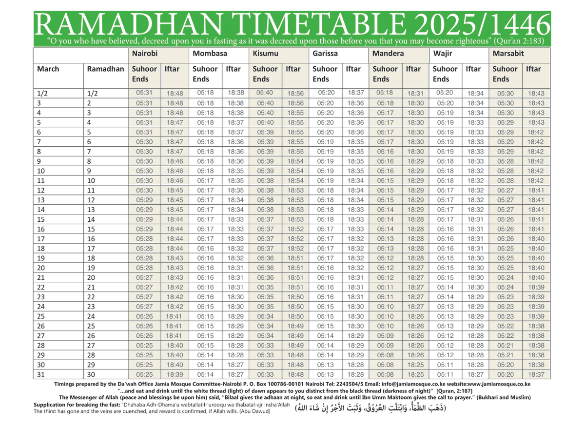 jamia_mosque's tweet photo. Ramadhan Timetable 2025/1446 https://t.co/yCQSWDuHUs