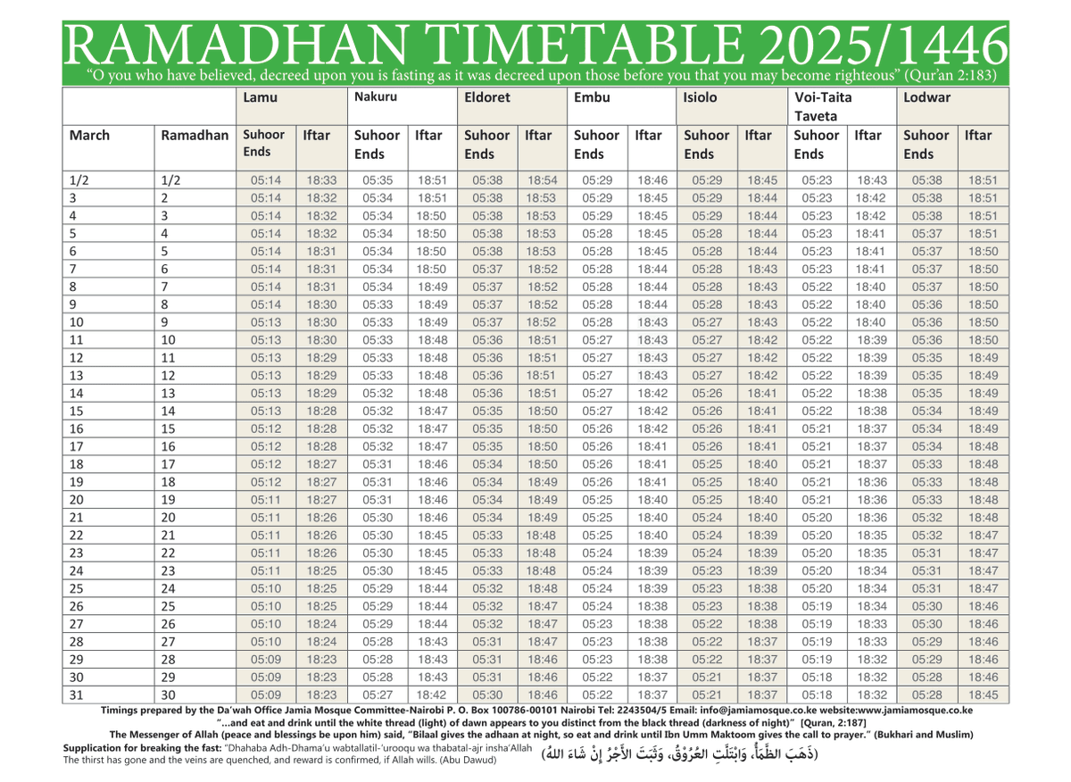 jamia_mosque's tweet photo. Ramadhan Timetable 2025/1446 https://t.co/yCQSWDuHUs