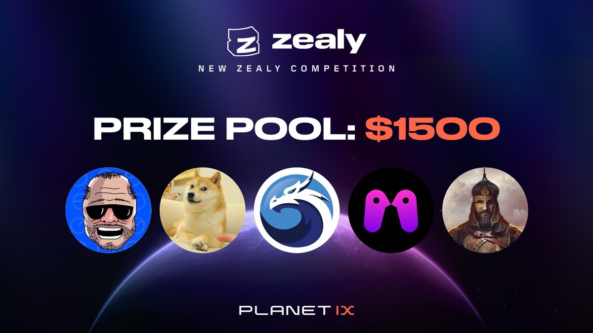 Planetix0's tweet photo. 🏆 Web3 Warriors, Ready to Win? 🏆

Planet IX is hosting a Zealy Competition with:
⚔️ @MedievalEmpires
⚡️ @QuickswapDEX
👴 @BoomerOnBase
🎮 @Metacade_
🐶 @ownthedoge

💰 $1,500 prize pool + NFTs up for grabs! 💰

Don’t miss out—join now! 👇 https://t.co/1RcFdHTOYC