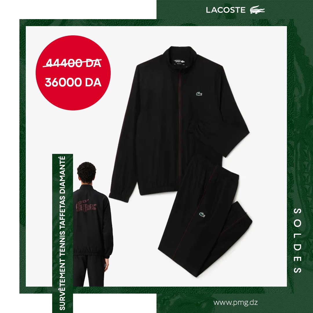 PlayModeGroup's tweet image. 2ème Démarque SOLDES LACOSTE🐊

Profitez de réductions exceptionnelles sur les ensembles survêtements Lacoste ! 🔥

📍 Disponible en magasin et en ligne sur PMG.dz

🚚 Livraison partout en Algérie !