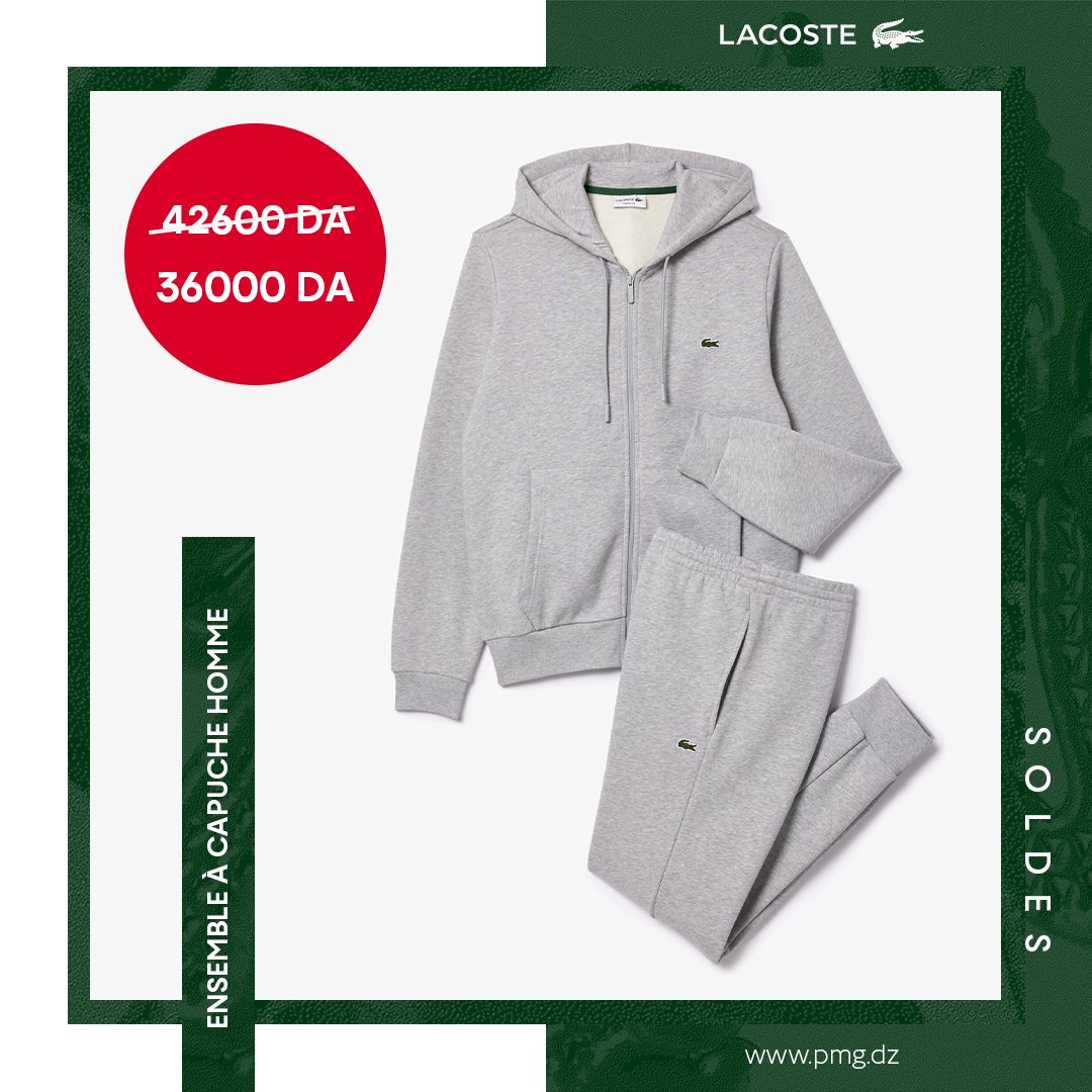 PlayModeGroup's tweet image. 2ème Démarque SOLDES LACOSTE🐊

Profitez de réductions exceptionnelles sur les ensembles survêtements Lacoste ! 🔥

📍 Disponible en magasin et en ligne sur PMG.dz

🚚 Livraison partout en Algérie !