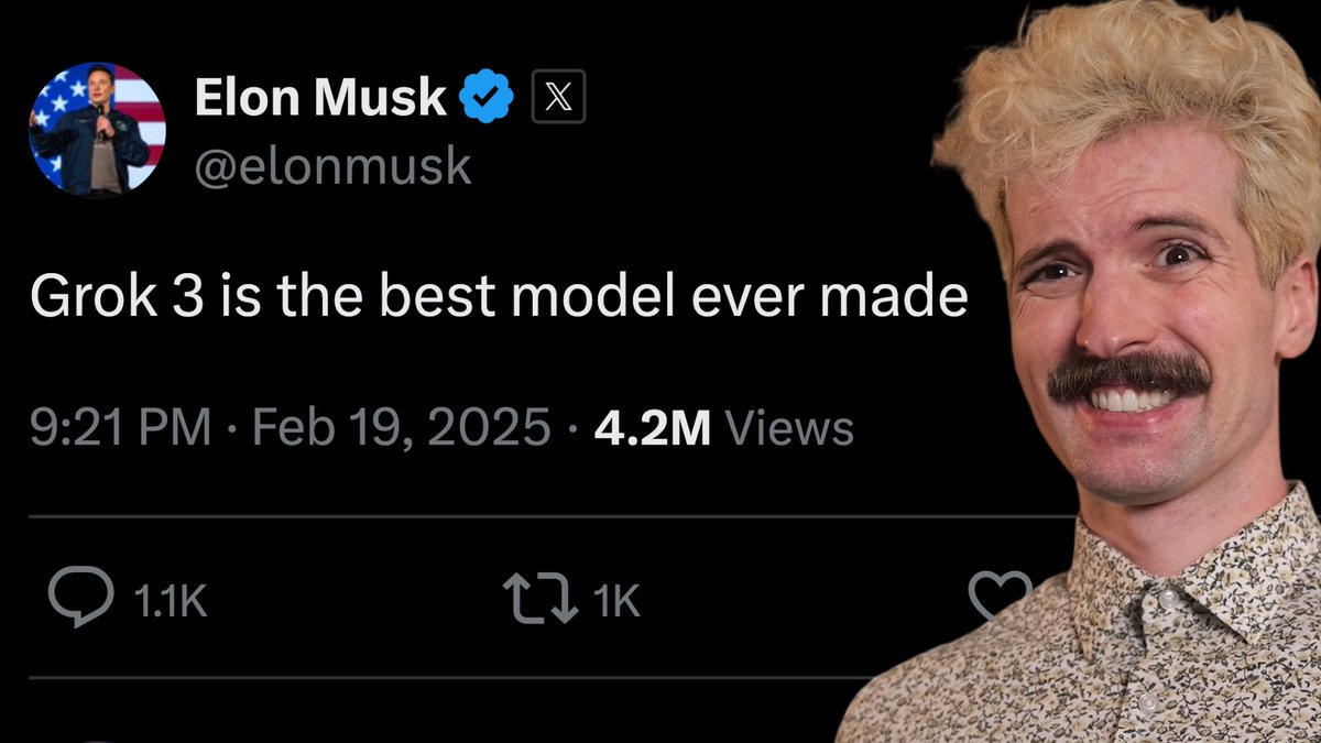 theo's tweet photo. From pushing the wrong Stripe keys to literally shipping the wrong model, Grok 3 has had an...interesting launch.

Just dropped a video all about the chaos. https://t.co/IMuVhehSFZ
