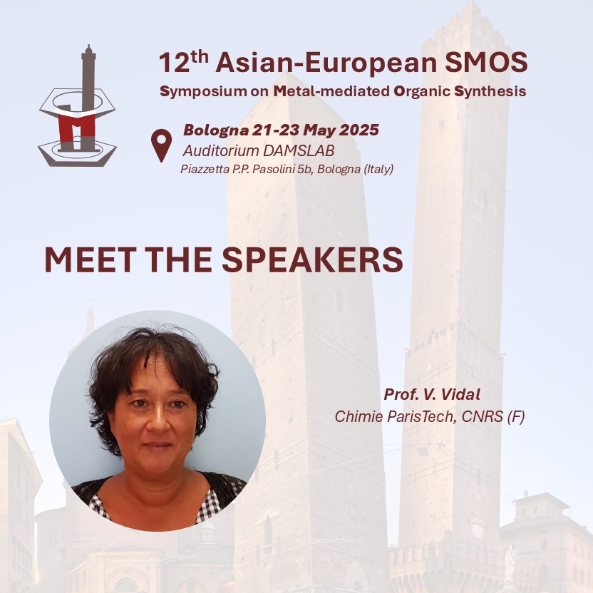 SMOS Conference (@12smosbologna) on Twitter photo 🎙️ Meet the #speakers of the 12th Asian-European Symposium on Metal-mediated Organic Synthesis #SMOS12 in #Bologna.
We present Prof. V. Vidal from the Chimie Paris Tech, France
🌐smos-12.org
<a href="/ChemEurope/">Chemistry Europe</a>
<a href="/ACES_Journals/">Asian Chemical Editorial Society (ACES)</a>
<a href="/EuChemS/">EuChemS</a>
<a href="/SCIorganica/">SCI Chimica Organica</a> 🎙️ Meet the #speakers of the 12th Asian-European Symposium on Metal-mediated Organic Synthesis #SMOS12 in #Bologna.
We present Prof. V. Vidal from the Chimie Paris Tech, France
🌐smos-12.org
<a href="/ChemEurope/">Chemistry Europe</a>
<a href="/ACES_Journals/">Asian Chemical Editorial Society (ACES)</a>
<a href="/EuChemS/">EuChemS</a>
<a href="/SCIorganica/">SCI Chimica Organica</a>