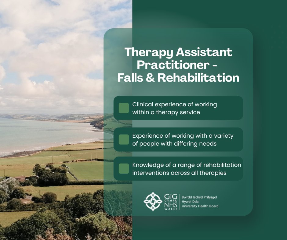 ** Therapy Assistant Practitioner - Falls &amp; Rehabilitation **

🟩 Clinical experience of working within a therapy service
🟩 Experience of working with a variety of people with differing needs

Want to become part of the team?

hduhb.nhs.wales/working-for-us…