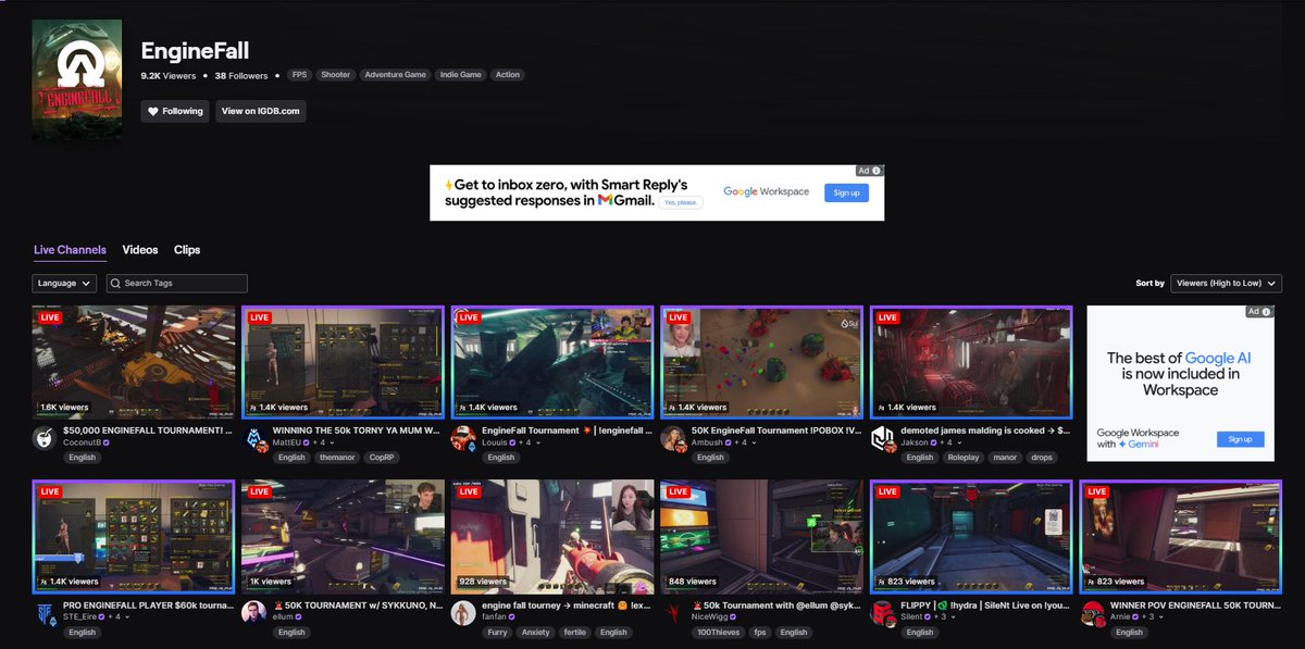 ActuallyCaramel's tweet photo. Yesterday was a bit of a surreal feeling, Our Enginefall Creator event was a great success! 

We put a crazy amount of hours & work into this event. To see 9 thousand viewers on a title you've worked on really hits a spot.

Thank you to all the creators & people who made this possible! ❤️