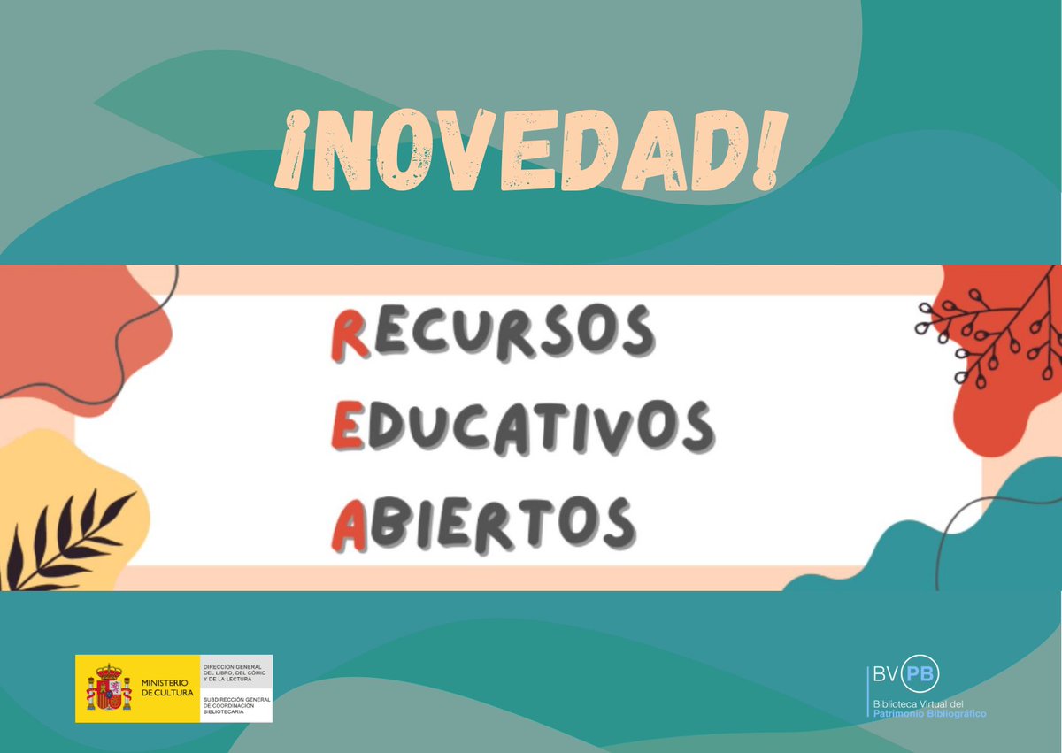 🆕 Hoy tenemos una noticia para el sector docente 👩‍🏫.
Ponemos a vuestra disposición 20 REA (Recursos Educativos Abiertos) basados en material de la Biblioteca Virtual del Patrimonio Bibliográfico #BVPB 👉 encr.pw/tUTVB
Os explicamos cómo usarlos en este hilo 🧵