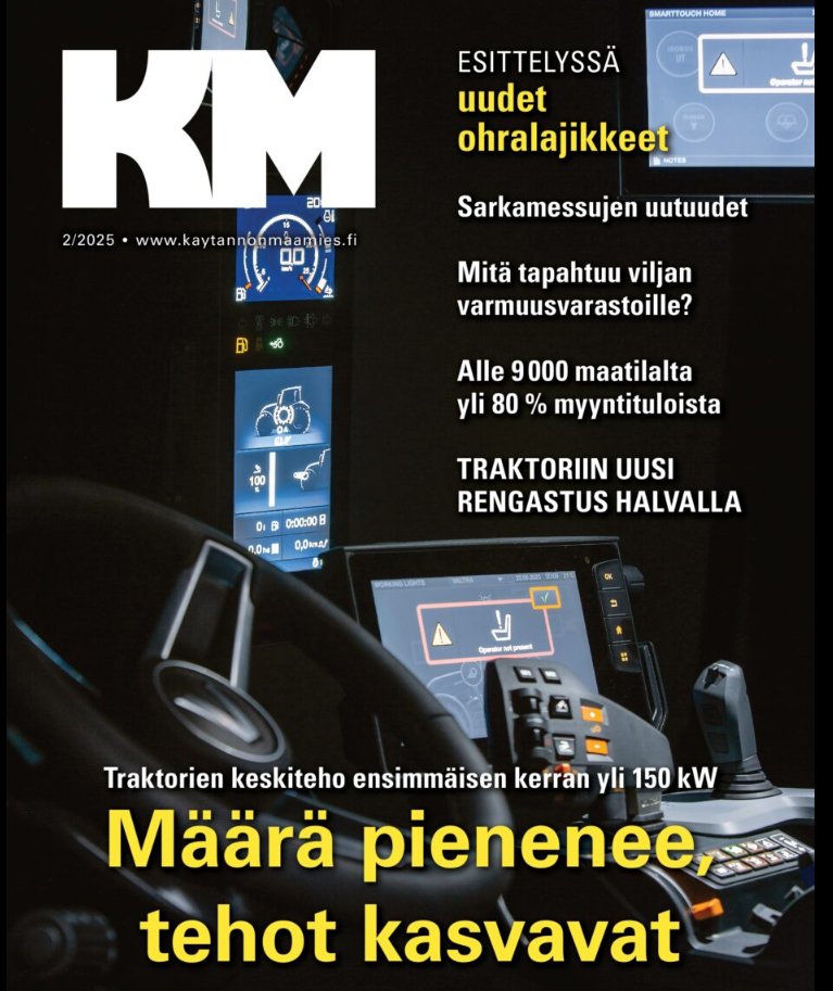 Helmikuun <a href="/KMaamies/">Käytännön Maamies</a>  digilehti ilmestyi. Traktorinumero, asiaa Sarkamessuista, uudet ohralajikkeet ja paljon muuta. Kestotilaajille tulee mukana <a href="/ProAgria/">ProAgria</a> Peltokasvien kasvinsuojelu 2025 -opas. kaytannonmaamies.fi