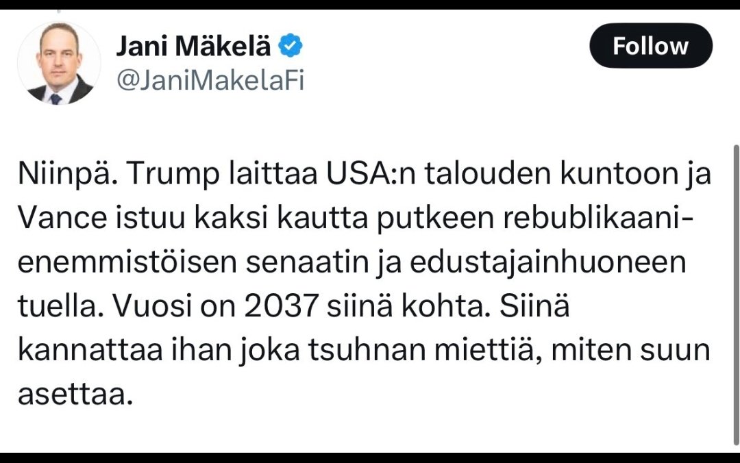 Ja puolue, joka puolustelee Trumppia ja Venäjää....tadaa....