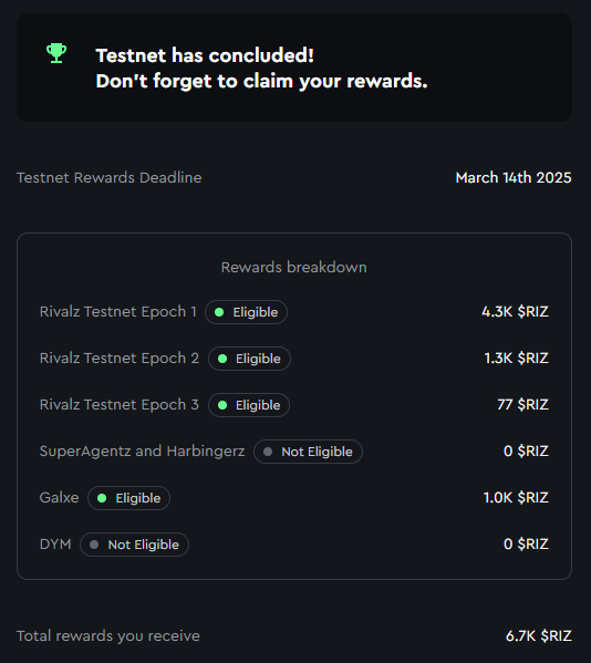 Crypto_Benz's tweet photo. 📌 Update: Rivalz เปิดให้เช็ค Airdrop แล้ว 🪂

เช็คที่: https://t.co/XrdfJcSOyb

สำหรับผู้เข้าร่วมแล้วคิดว่าได้แอร์ดรอปไม่ถูกต้อง หรือไม่ได้รับสิทธิ์ กรอกฟอร์มให้ทีมรีวิวอีกครั้งได้ที่ https://t.co/2W5rparpoG

⏰ $RIZ เปิดเทรด 21 ก.พ. (พรุ่งนี้) 20.00 น.
Cex: Gate, MEXC, Bitrue

ได้กันเท่าไหร่บ้างเอ่ย 😃

#rivalz