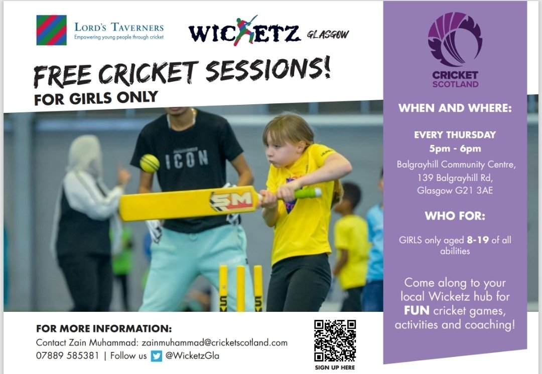 🗣Our mixed and Girls-only #Wicketz hubs are on in Springburn tonight! A great chance to be active, develop skills &amp; make friends🌟

<a href="/LordsTaverners/">Lord's Taverners</a> <a href="/CricketScotland/">Cricket Scotland</a> <a href="/CS_Development/">Cricket Scotland Development</a> <a href="/ngha_community/">ng community</a> <a href="/ng_homes/">ng homes</a> <a href="/ASGSpringburn/">Joseph Brannan</a> #Glasgow #Springburn #Scotland #bishopbriggs #cricket4all