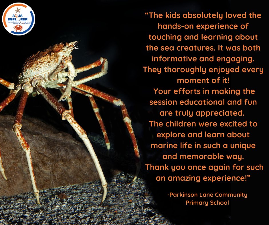 Some lovely feedback from Parkinson Lane Community Primary School regarding their Aqua Explorer experience last week!🦀🐚

Call 0300 303 3145📱or email info@aqualease.co.uk ✉ for more information!

#AquaExplorer #HandsOnLearning #MarineEducation #RockPool #MarineBiology