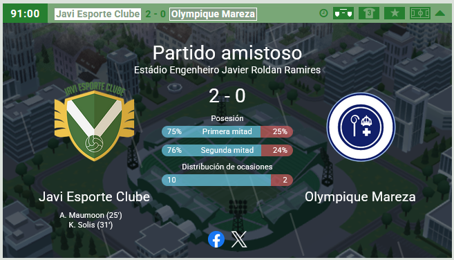 Esta semana el cuadro verde de Asuncion recibio a los amigos <a href="/olympiquemareza/">Olympique Mareza</a> 🇵🇱 y el resultado fue 2 a 0 con goles de Athikko Maumoon🇲🇻 y Kachi Solis💟 que es hijo de nuestro goleador historico Pío Solis💟