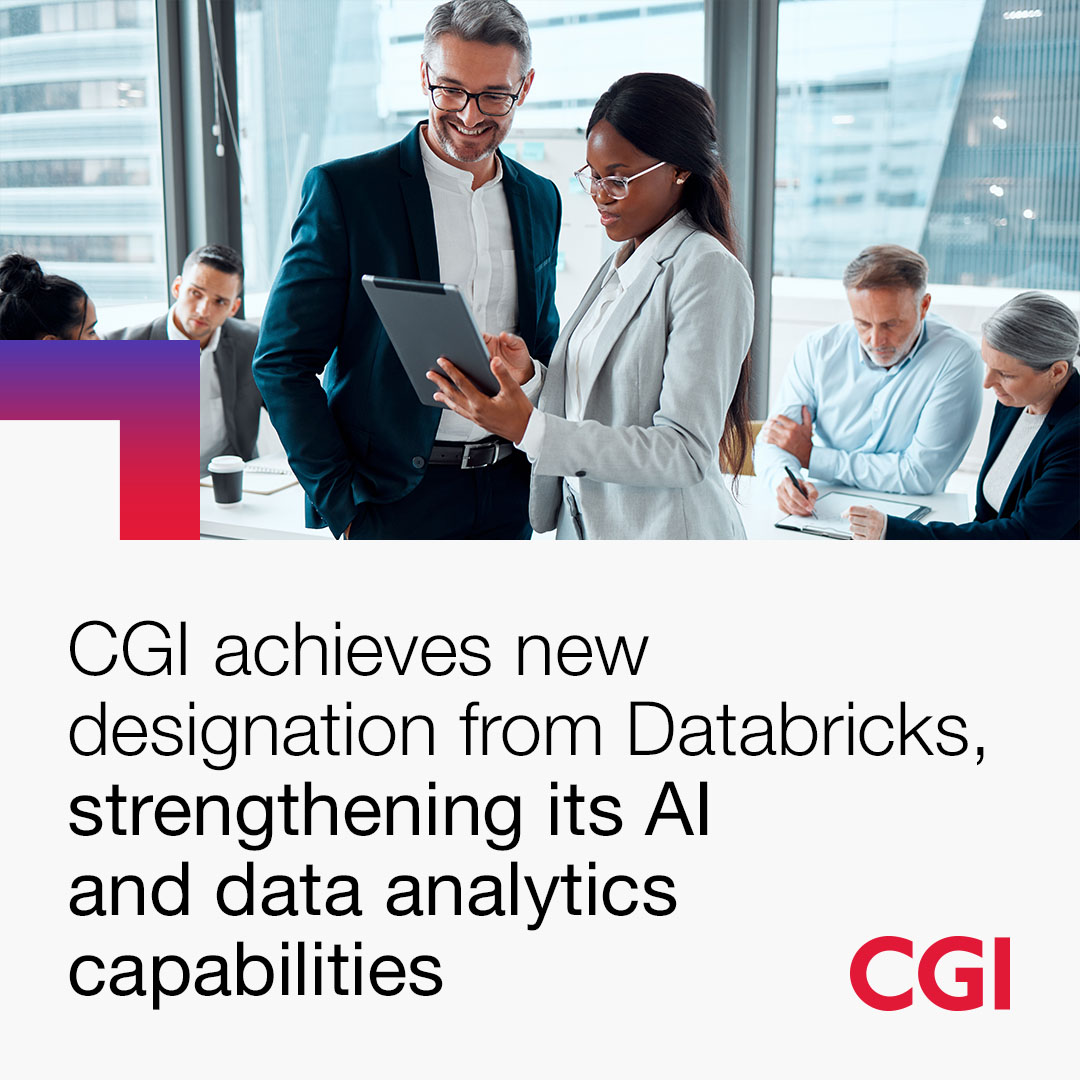 CGI Global (@cgi_global) on Twitter photo We announce CGI’s achievement of Select partner program status from <a href="/databricks/">Databricks</a>, the data and AI company. This designation underscores our commitment to advancing data analytics and AI capabilities in support of clients worldwide. go.cgi.com/41lvre7 We announce CGI’s achievement of Select partner program status from <a href="/databricks/">Databricks</a>, the data and AI company. This designation underscores our commitment to advancing data analytics and AI capabilities in support of clients worldwide. go.cgi.com/41lvre7