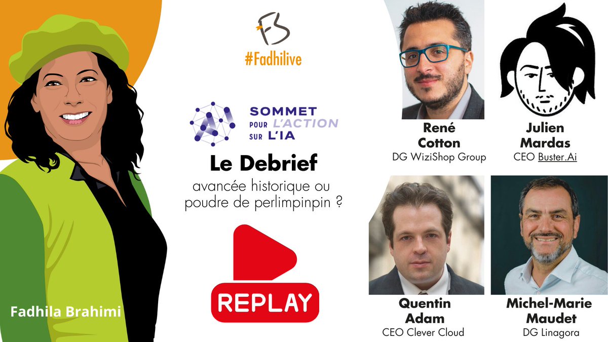 📢 Replay disponible : #SommetIA, avancée historique ou poudre de perlimpinpin ? 🤖

Vous avez manqué le live #FadhiLive ? Pas de panique ! 
🎧 Le replay est disponible ici :
🔗 [x.com/i/spaces/1RDGl…]
🔥 Déjà 195 replays et plus de 600 écoutes ! 
Merci pour votre engagement et
