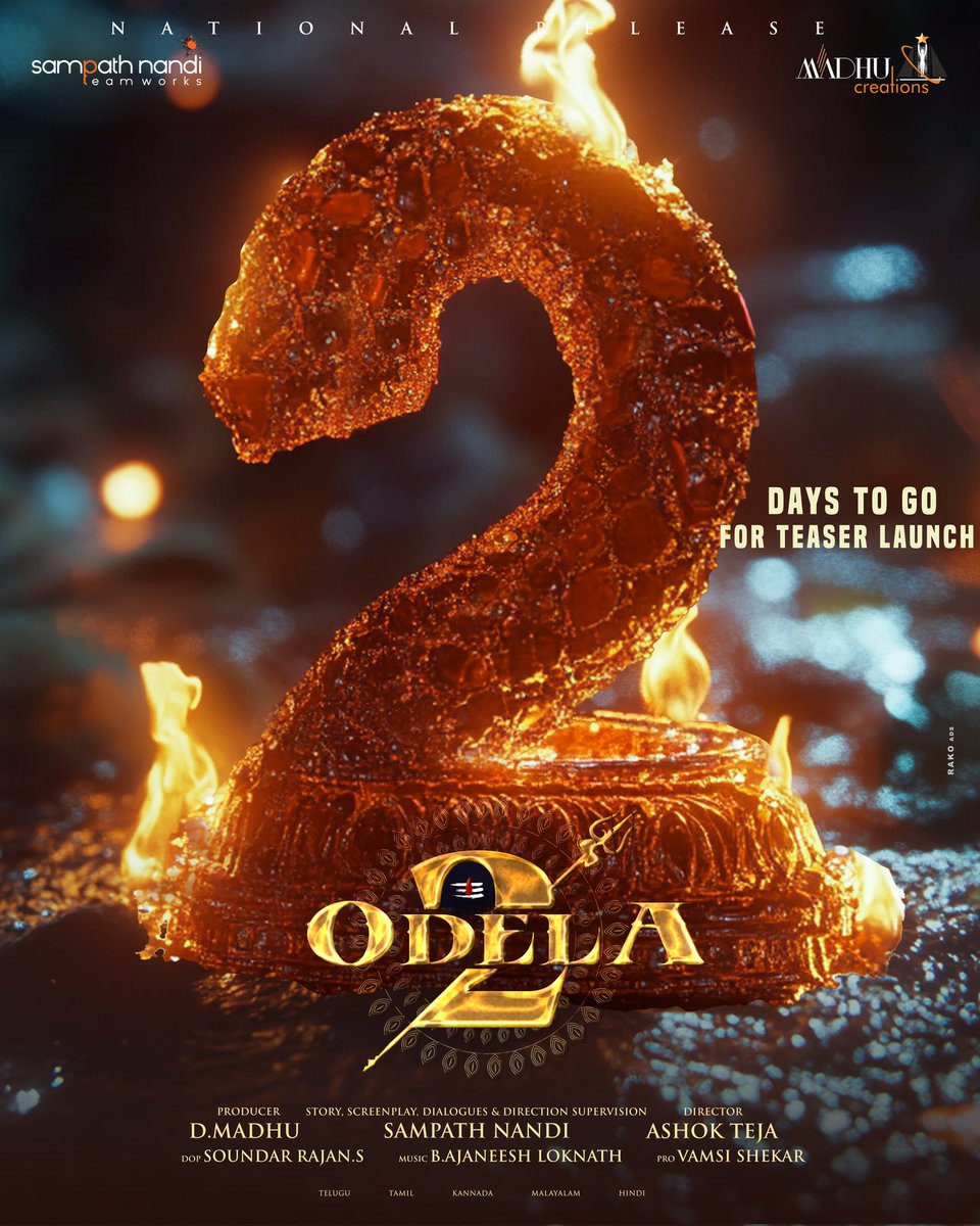 2 Days to Go for...

The Maha Roar of Mahadev🕉🔱

#Odela2Teaser On Feb 22 at the Maha Kumbh 💥

For the first time ever, a teaser launch in Kumbh Mela🔥

#Odela2 Soon in cinemas nationwide 

🕉🔱Hara Hara Mahadev🕉🔱

<a href="/tamannaahspeaks/">Tamannaah Bhatia</a> <a href="/IamSampathNandi/">Sampath Nandi</a> <a href="/ashokalle2020/">alle_ashok_teja</a> <a href="/ihebahp/">Hebah Patel</a>