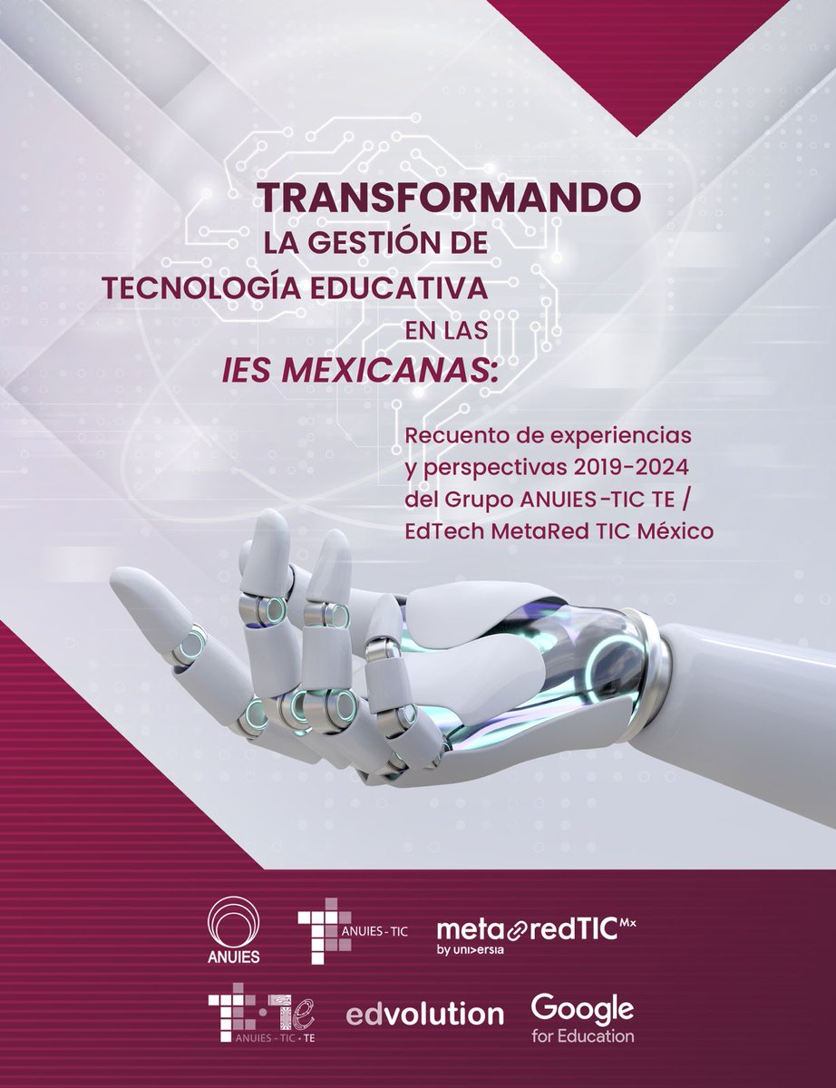 EdvolutionEs's tweet image. ¡Felicidades al Grupo de Tecnología Educativa de ANUIES-TIC por el libro "Transformando la Gestión de Tecnología Educativa en las IES Mexicanas".
📅 26 de febrero
🕕 6:00 pm
📍 Salón de la Academia de Ingeniería, FIL Minería
🔗 Más: filmineria.unam.mx/presentaciones…

#ANUIESTIC #Edvolution