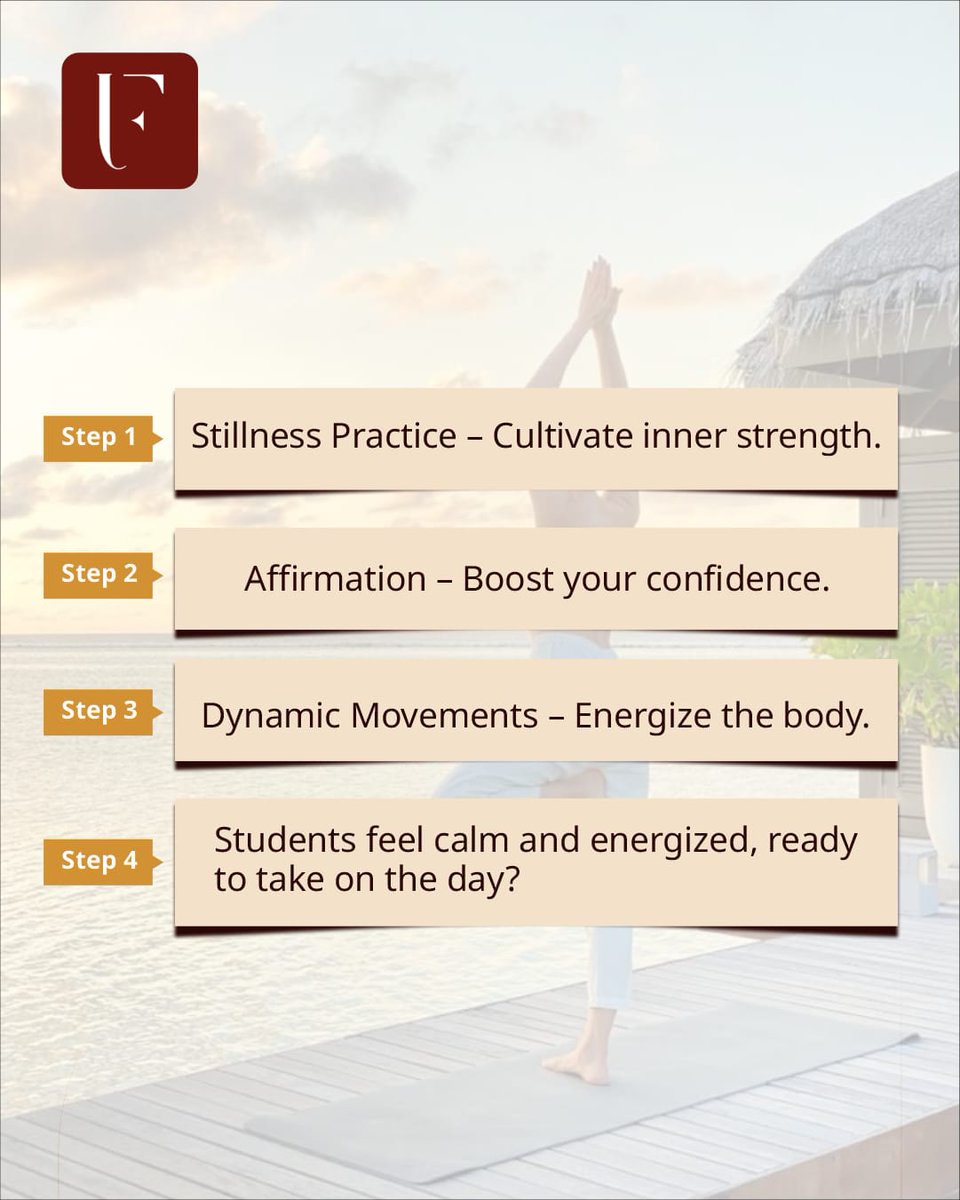 ufaslive's tweet photo. URJA in action:

1️⃣ Stillness for inner strength
2️⃣ Affirmation for confidence
3️⃣ Movement for energy

Students walk away feeling calm, focused &amp; ready to take on the day!

#itsurjatime #urja #urjaacademy #lifestylecoaching #certifiedcoach #wellness #issa #urjainside #ufas https://t.co/XcmYPQELfl