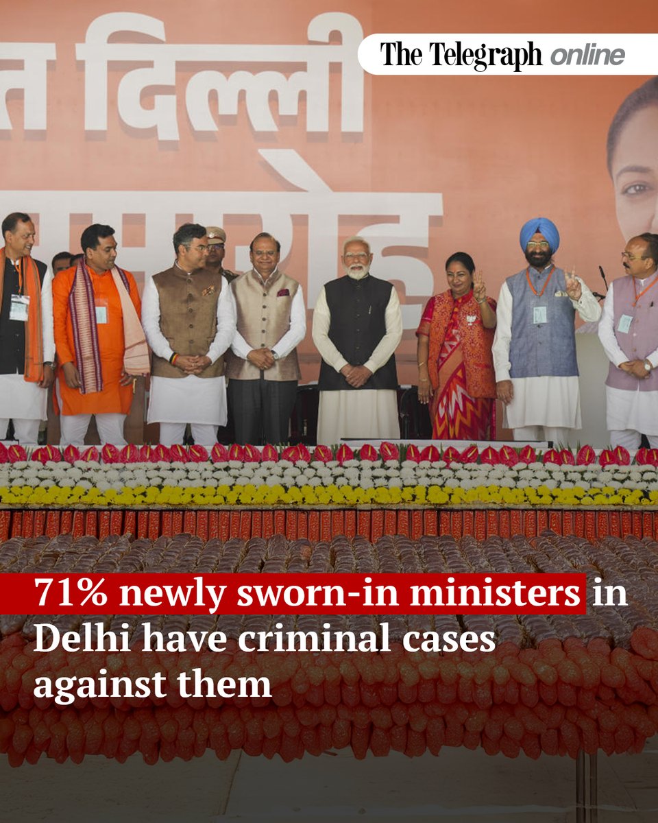 ttindia's tweet image. Five, including the chief minister, out of seven newly sworn-in ministers in #Delhi have declared criminal cases against themselves, while two are billionaires, according to ADR 
#DelhiElection2025 #rekhagupta
